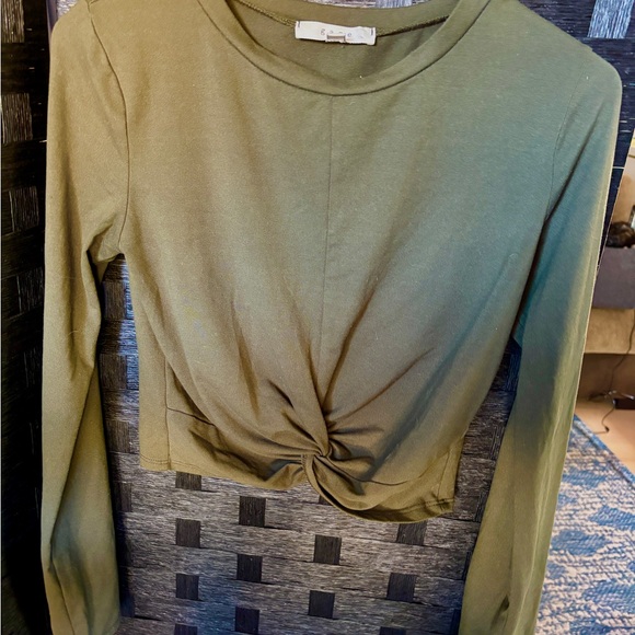 gaze Tops - SUPER SOFT Gaze Brand Olive Green Twist Front Top